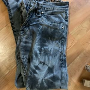 Mens Buckle jeans black tie-die (Rock Revival)